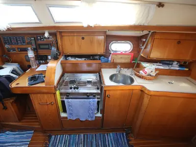 Galley of Sophia, a Jeanneau Sun Odyssey 33 sailboat at Volos Municipality, Greece