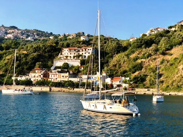 Exterior view of Sophia, a Jeanneau Sun Odyssey 33 sailboat at Volos Municipality, Greece