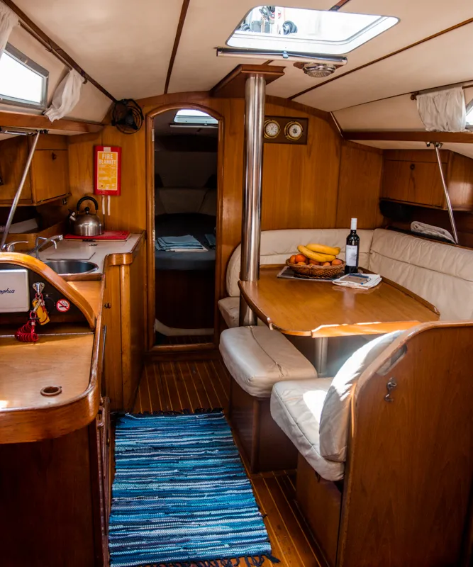 Salon of Sophia, a Jeanneau Sun Odyssey 33 sailboat at Volos Municipality, Greece