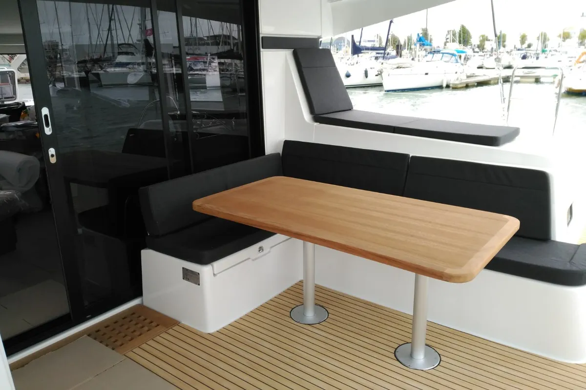 Deck of Sol, a Lagoon 42 catamaran at Alameda, United States