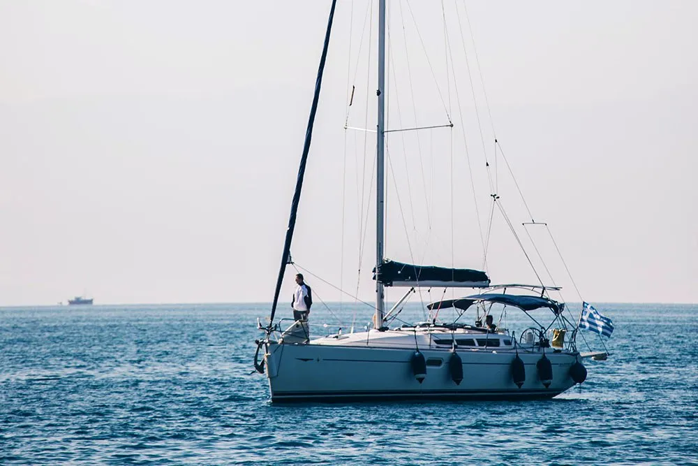 Exterior view of Mila, a Jeanneau Sun Odyssey 42 i sailboat at Volos, Greece