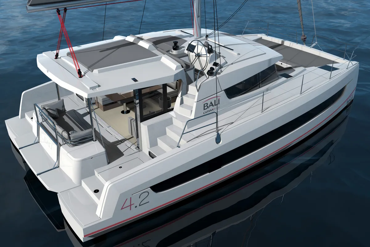 Exterior view of Blitz, a Bali 4.2 catamaran at Tonnarella, Italy