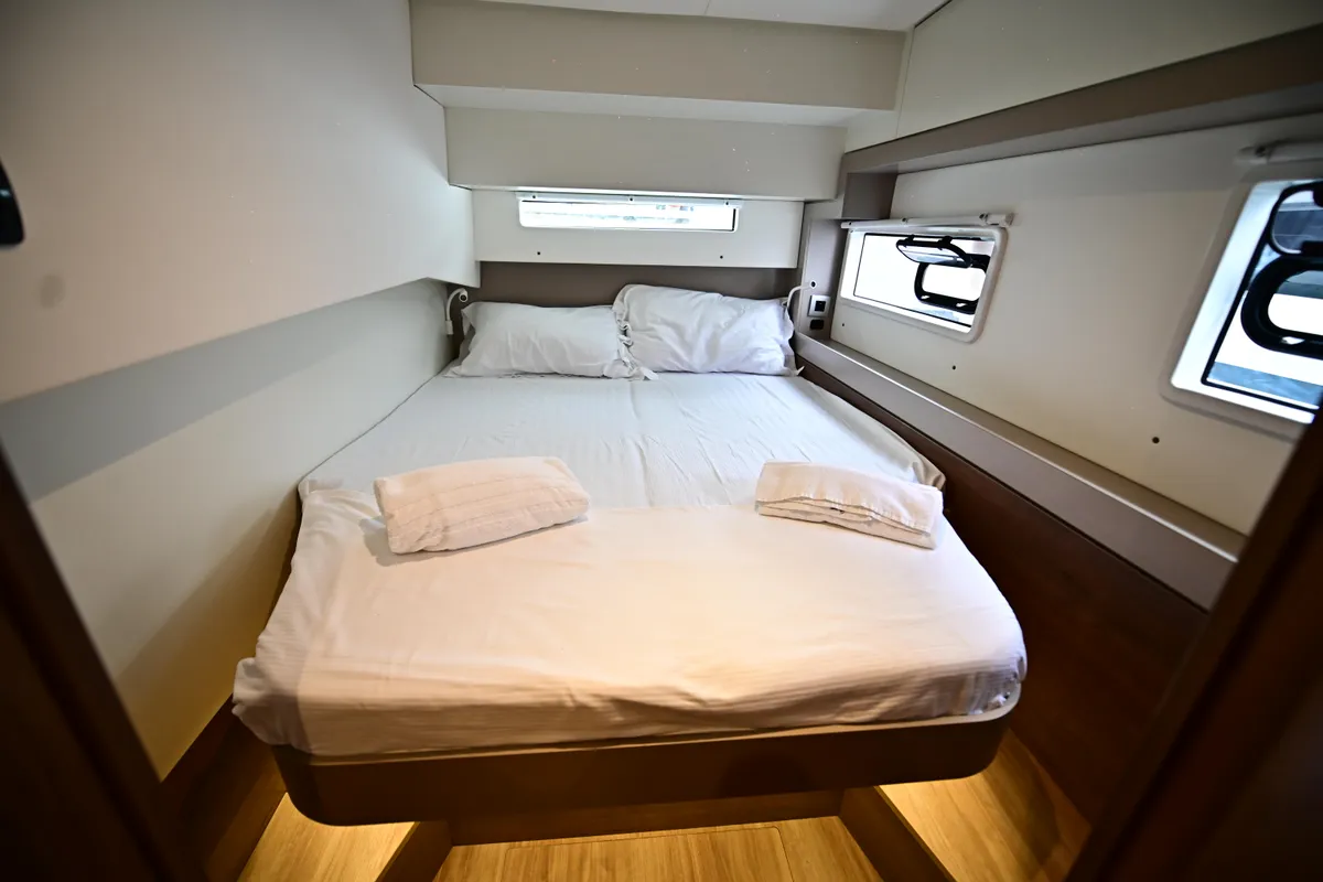 Cabin on Blitz, a Bali 4.2 catamaran at Tonnarella, Italy