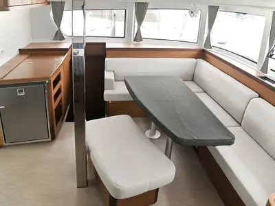 Salon of N. M, a Lagoon 42 catamaran at Athens, Greece