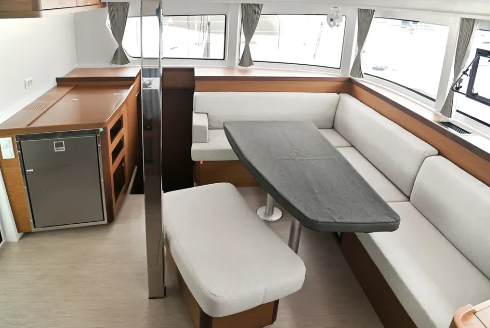 Salon of N. M, a Lagoon 42 catamaran at Athens, Greece