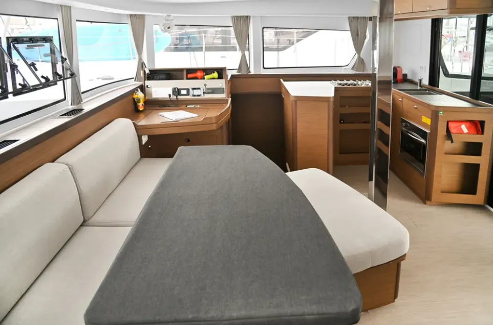 Salon of N. M, a Lagoon 42 catamaran at Athens, Greece