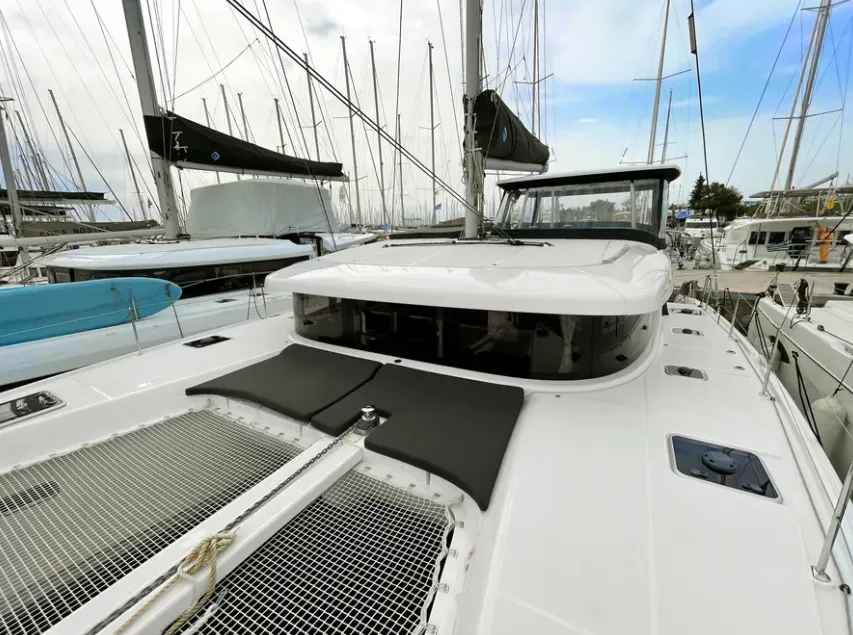Deck of N. M, a Lagoon 42 catamaran at Athens, Greece