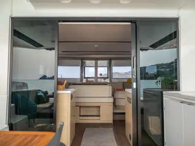 Salon of Sailuxe - Clementina, a Lagoon 51 catamaran at Salerno, Italy