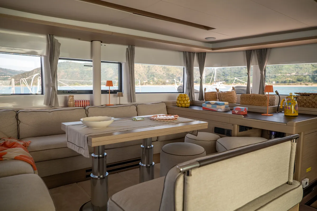 Salon of Sailuxe - Clementina, a Lagoon 51 catamaran at Salerno, Italy