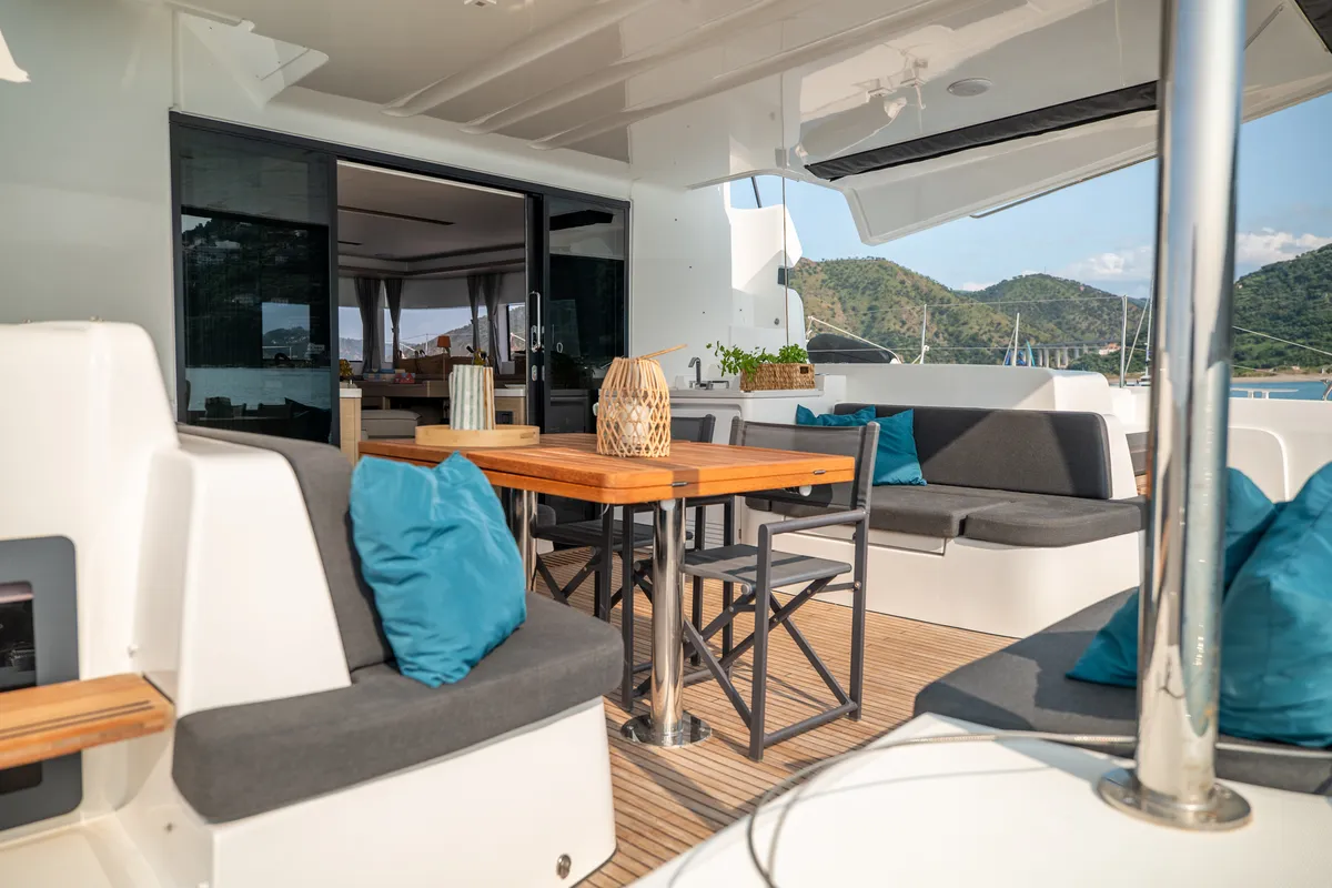 Deck of Sailuxe - Clementina, a Lagoon 51 catamaran at Salerno, Italy