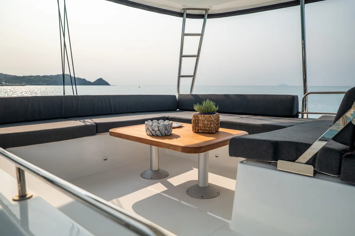 Deck of Sailuxe - Clementina, a Lagoon 51 catamaran at Salerno, Italy