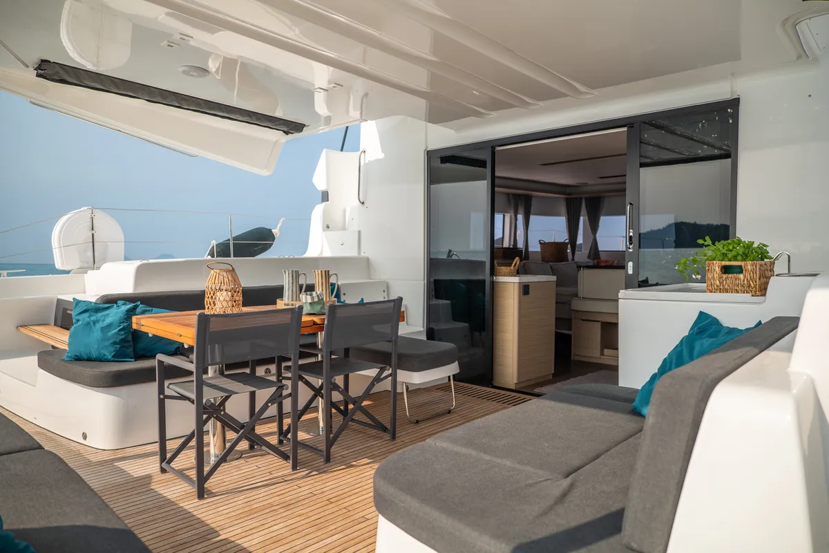 Deck of Sailuxe - Clementina, a Lagoon 51 catamaran at Salerno, Italy
