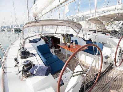 Deck of Zephyr, a Beneteau First 45 sailboat at Grad Kaštela, Croatia