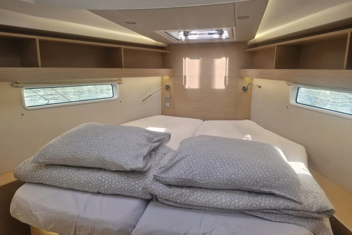 Cabin on Marius, a Hanse 410 sailboat at Grad Pula, Croatia