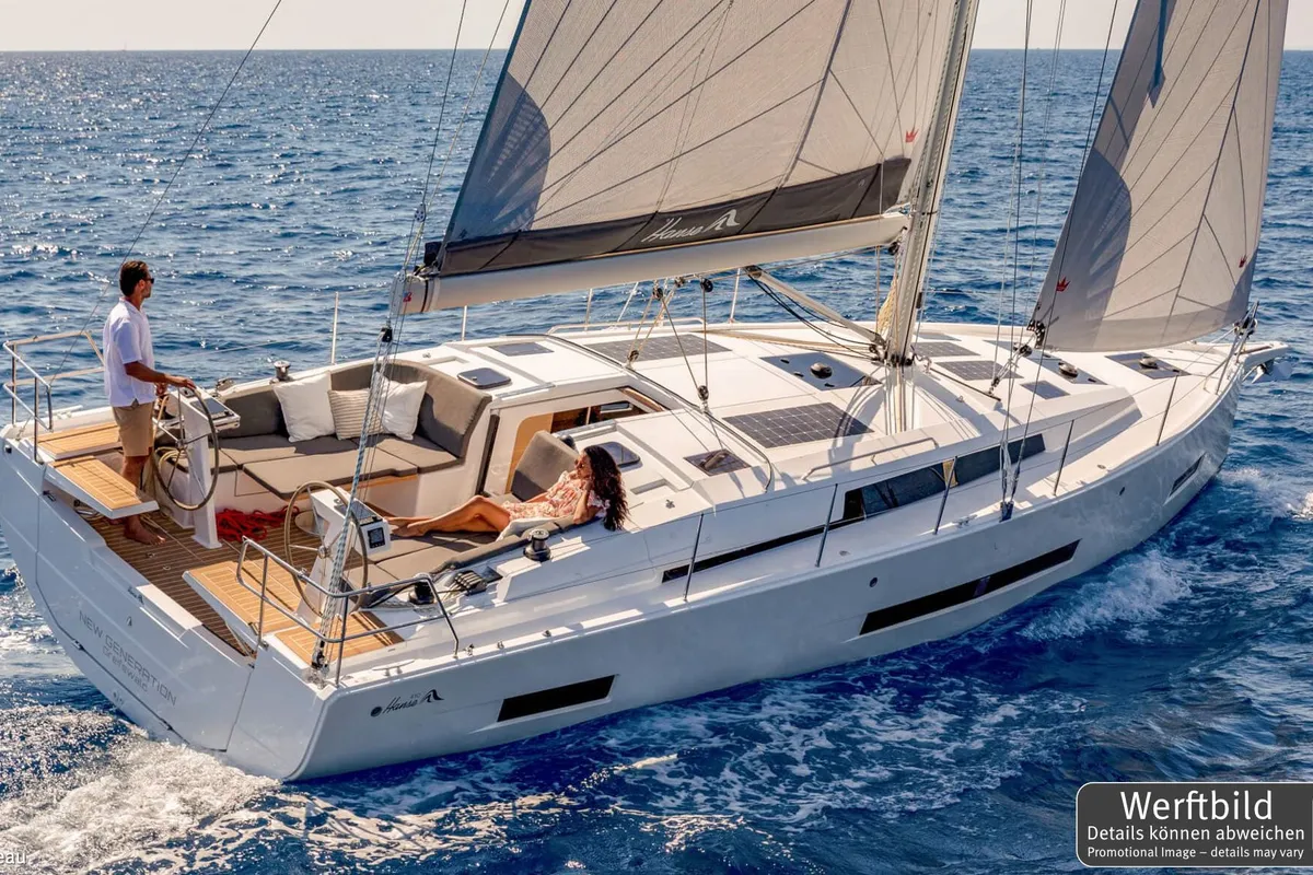 Exterior view of Marius, a Hanse 410 sailboat at Grad Pula, Croatia