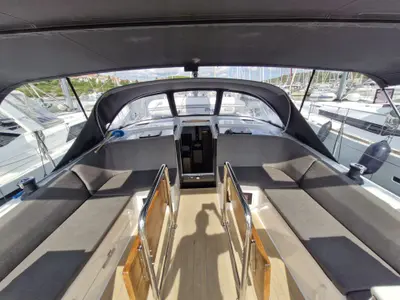 Deck of Marius, a Hanse 410 sailboat at Grad Pula, Croatia
