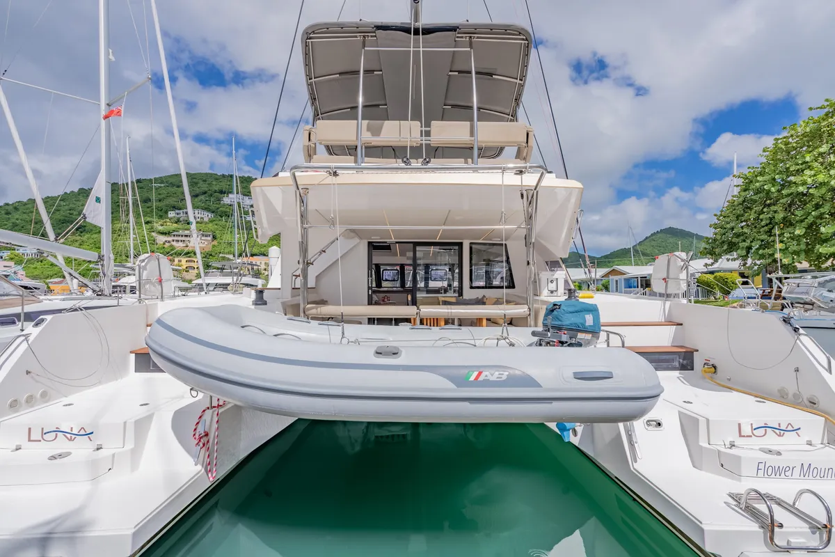 Exterior view of Luna, a Nautitech 46 Fly catamaran at Road Town, British Virgin Islands