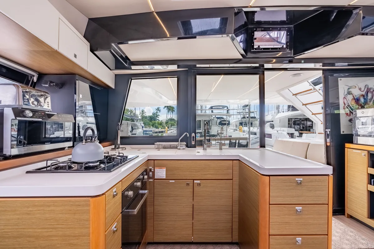 Cabin on Luna, a Nautitech 46 Fly catamaran at Road Town, British Virgin Islands
