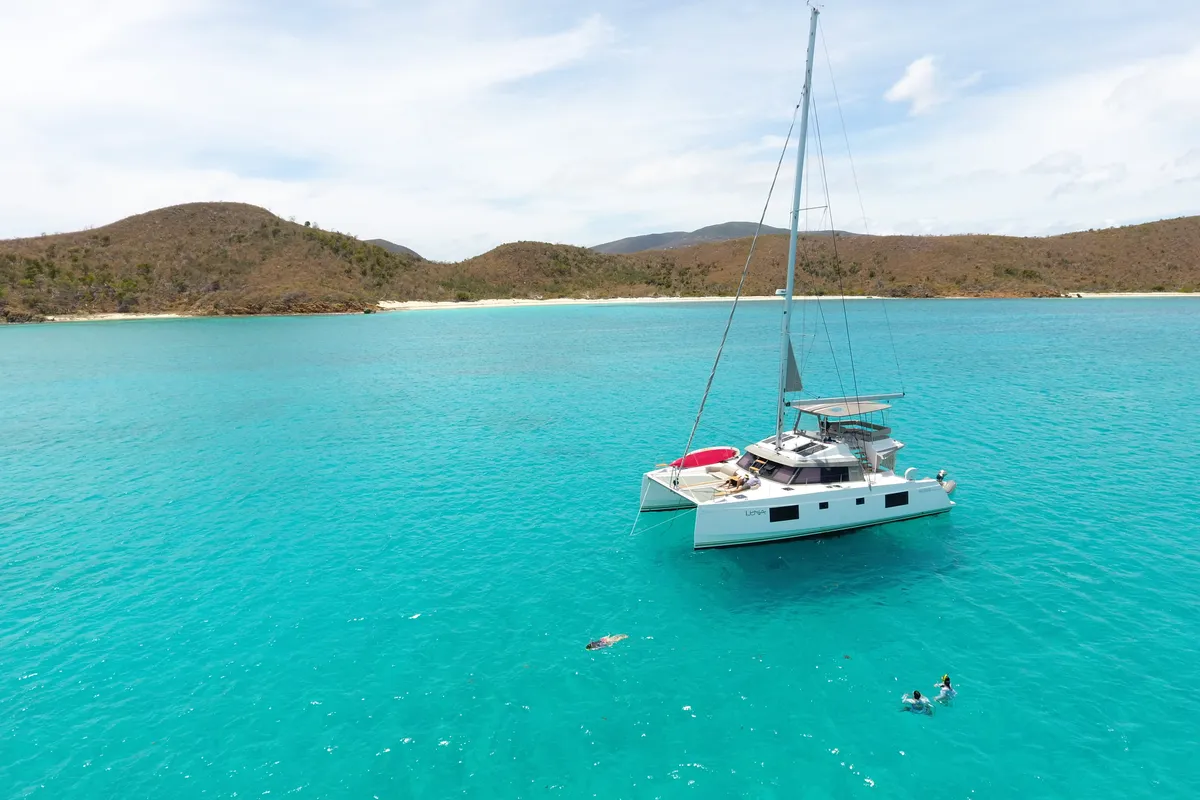 Exterior view of Luna, a Nautitech 46 Fly catamaran at Road Town, British Virgin Islands