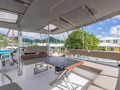 Salon of Luna, a Nautitech 46 Fly catamaran at Road Town, British Virgin Islands