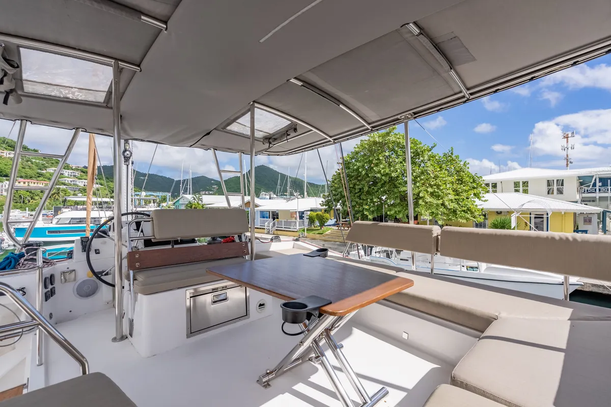 Salon of Luna, a Nautitech 46 Fly catamaran at Road Town, British Virgin Islands
