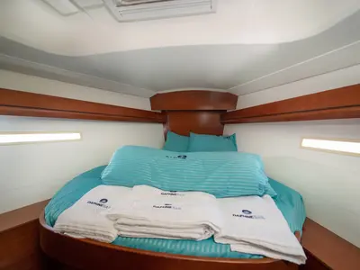 Cabin on Esen Mila, a Dufour 425 GL sailboat at Fethiye, Turkey
