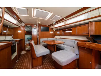 Salon of Esen Mila, a Dufour 425 GL sailboat at Fethiye, Turkey