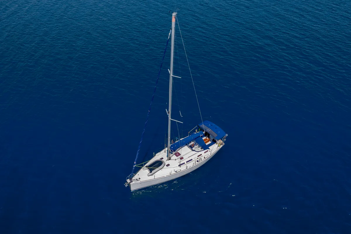 Exterior view of Esen Mila, a Dufour 425 GL sailboat at Fethiye, Turkey