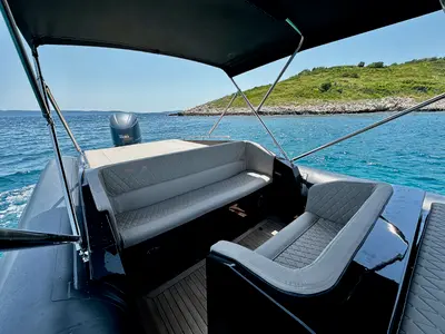 Deck of Lux, a Lolivul 9 motorboat at Grad Trogir, Croatia