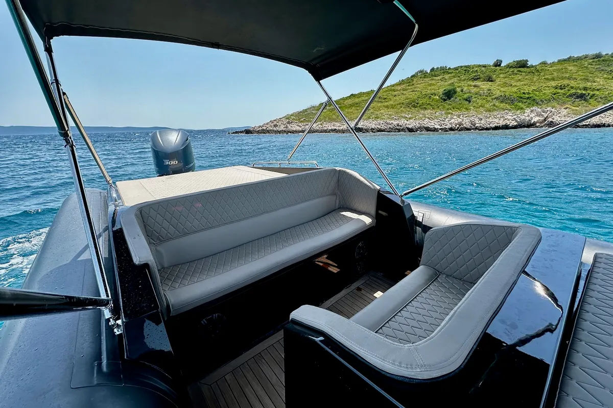 Deck of Lux, a Lolivul 9 motorboat at Grad Trogir, Croatia