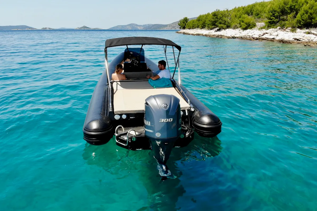 Exterior view of Lux, a Lolivul 9 motorboat at Grad Trogir, Croatia
