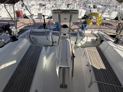 Deck of Sail Mira, a Jeanneau Sun Odyssey 36i sailboat at Fethiye, Turkey