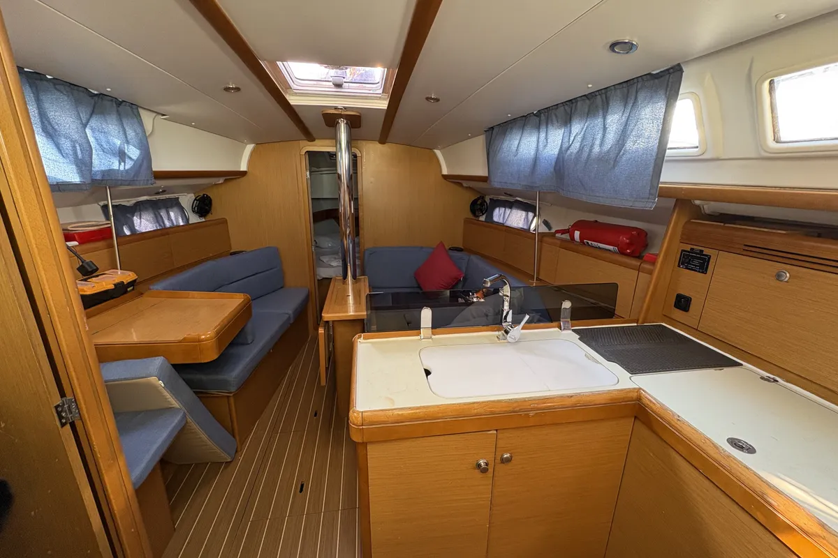 Salon of Sail Mira, a Jeanneau Sun Odyssey 36i sailboat at Fethiye, Turkey