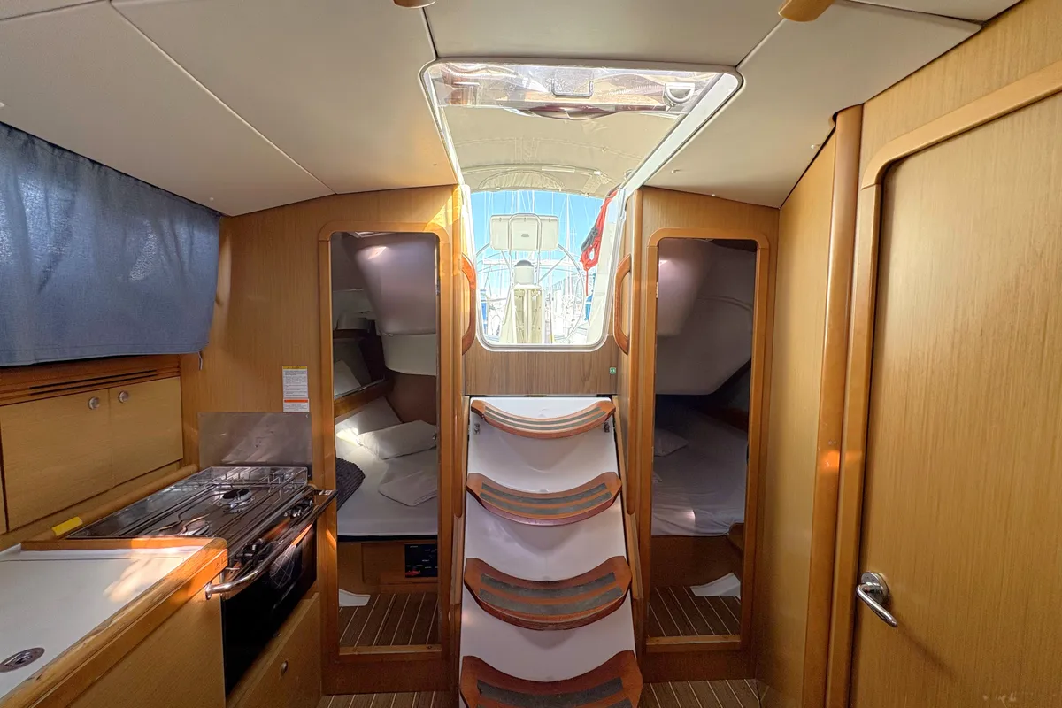 Salon of Sail Mira, a Jeanneau Sun Odyssey 36i sailboat at Fethiye, Turkey