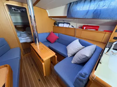 Salon of Sail Mira, a Jeanneau Sun Odyssey 36i sailboat at Fethiye, Turkey