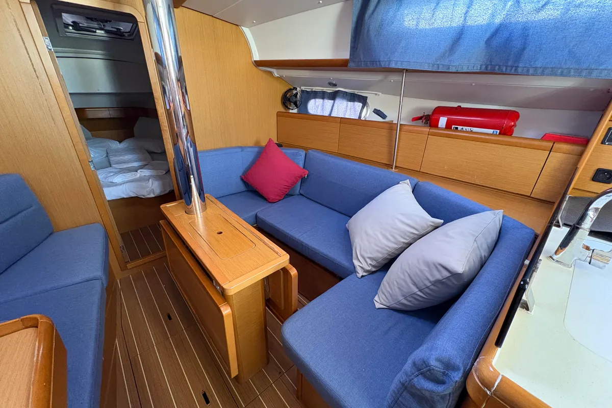 Salon of Sail Mira, a Jeanneau Sun Odyssey 36i sailboat at Fethiye, Turkey