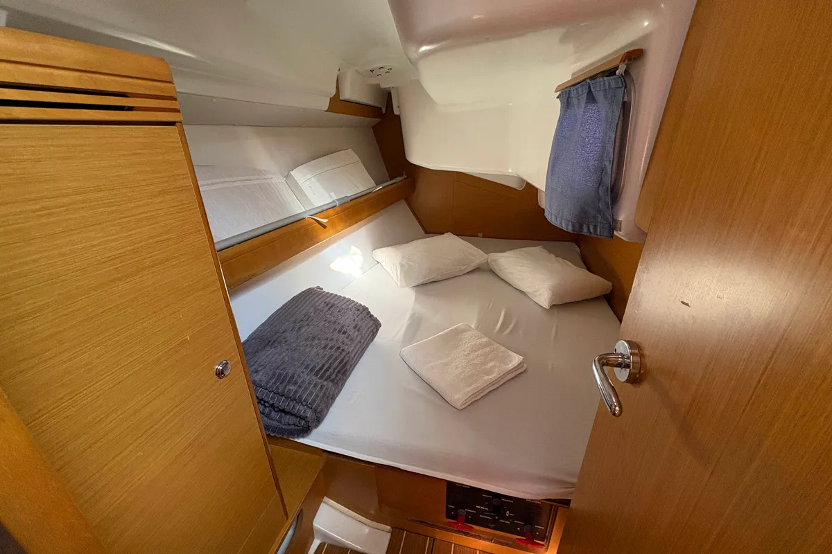 Cabin on Sail Mira, a Jeanneau Sun Odyssey 36i sailboat at Fethiye, Turkey