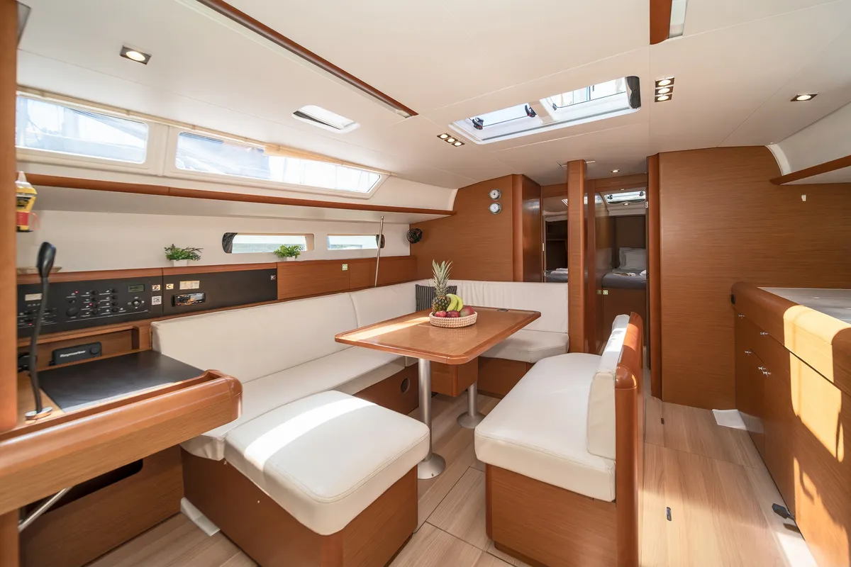 Sirius, a Jeanneau Sun Odyssey 479 sailboat at Rhodes, Greece