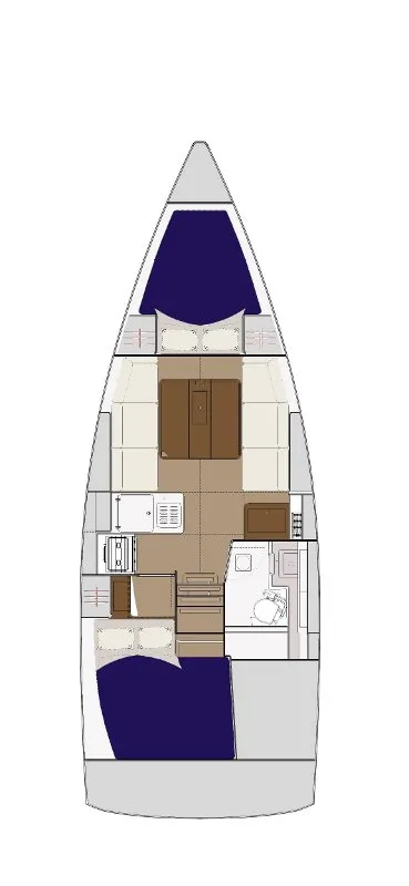 Floor plan of Bisou Sale, a Dufour 310 GL sailboat at Plan-d'Aups-Sainte-Baume, France