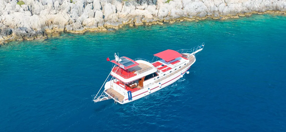 Exterior view of Ok Ay, a Custom Made OK AY Gulet motor yacht at Fethiye, Turkey