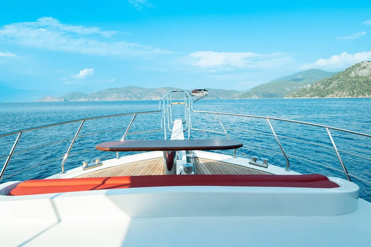 Deck of Ok Ay, a Custom Made OK AY Gulet motor yacht at Fethiye, Turkey