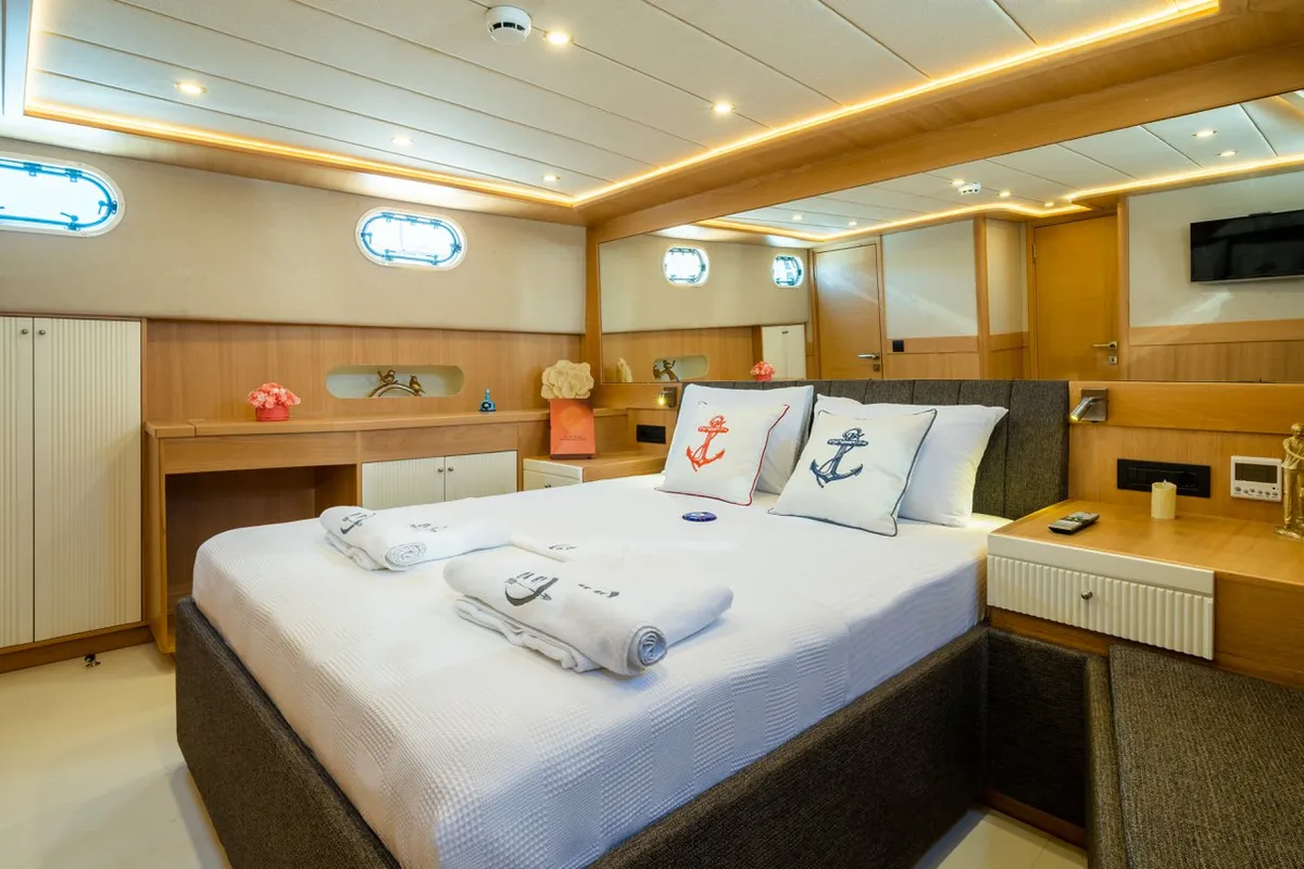 Cabin on Ok Ay, a Custom Made OK AY Gulet motor yacht at Fethiye, Turkey