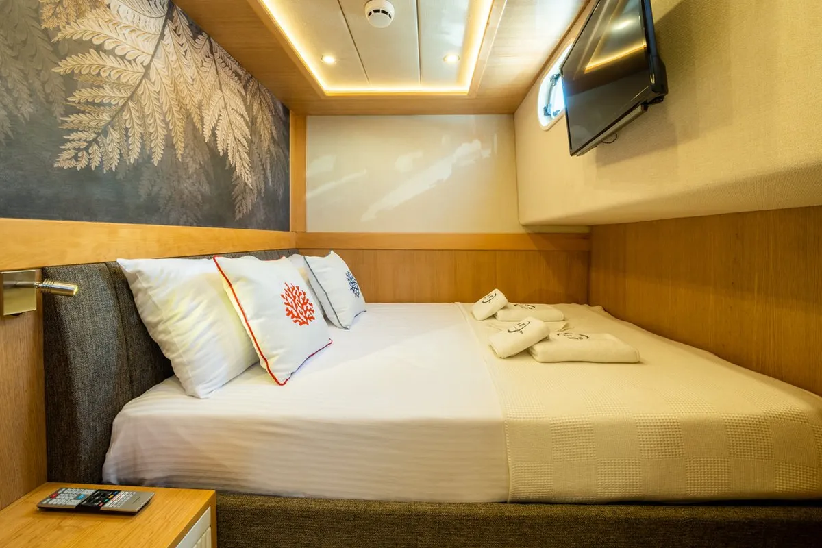 Cabin on Ok Ay, a Custom Made OK AY Gulet motor yacht at Fethiye, Turkey