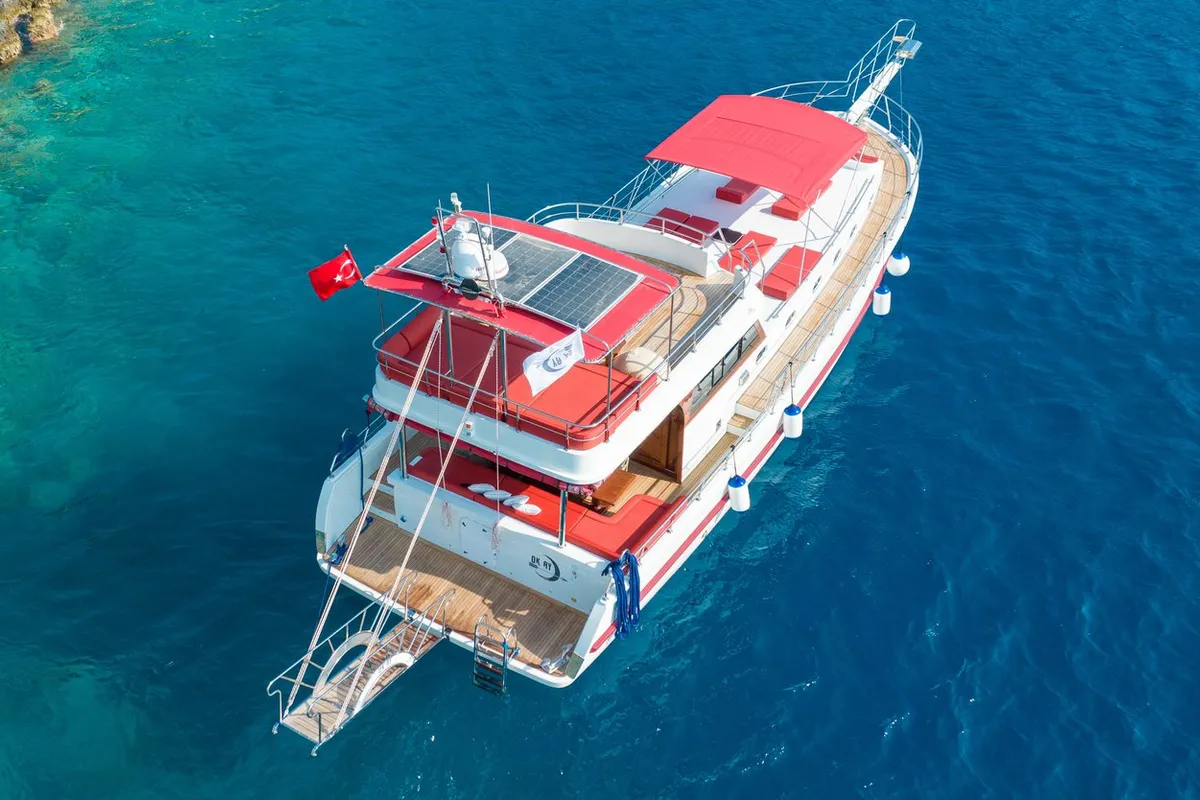 Exterior view of Ok Ay, a Custom Made OK AY Gulet motor yacht at Fethiye, Turkey