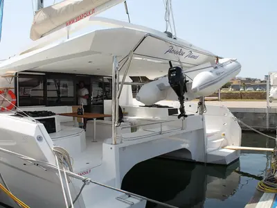 Paradise Planet, a Dufour 48 Catamaran catamaran at Marsala, Italy