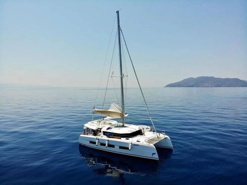 Paradise Planet, a Dufour 48 Catamaran catamaran at Marsala, Italy