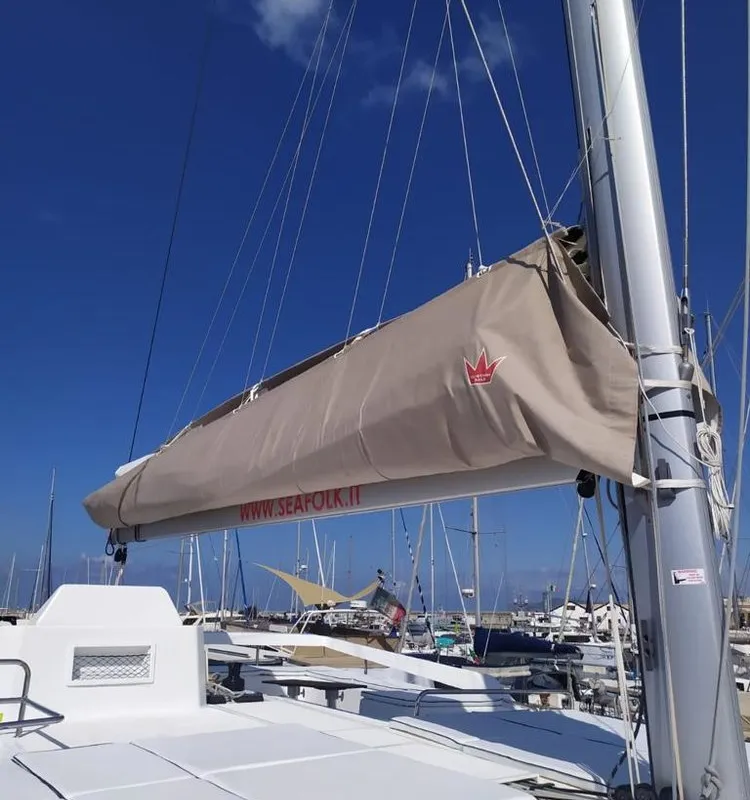 Paradise Planet, a Dufour 48 Catamaran catamaran at Marsala, Italy