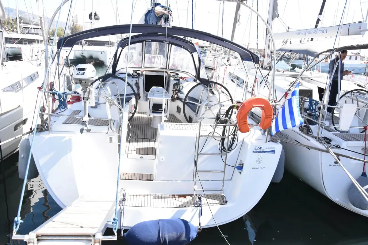 Exterior view of Fani, a Beneteau Oceanis 46 sailboat at Volos, Greece