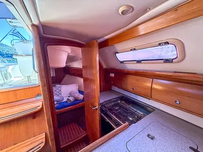 Galley of LILA, a Bavaria Cruiser 32 sailboat at Municipal Unit of Ellomenos, Greece