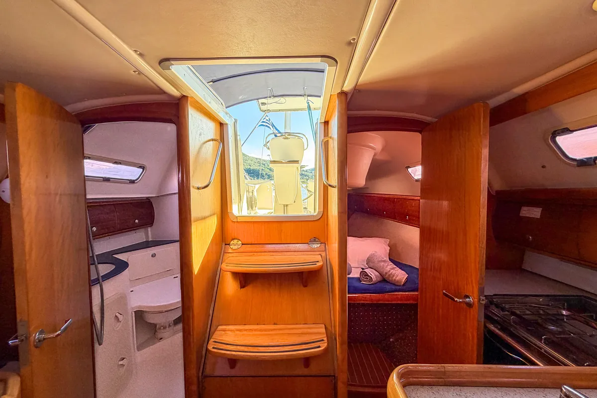 Salon of LILA, a Bavaria Cruiser 32 sailboat at Municipal Unit of Ellomenos, Greece